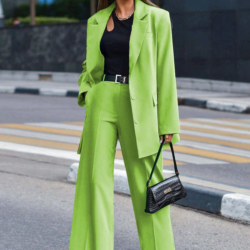 Damen Oversized Blazer und Weite Hose Kombination Heidi-Mode - Image 2