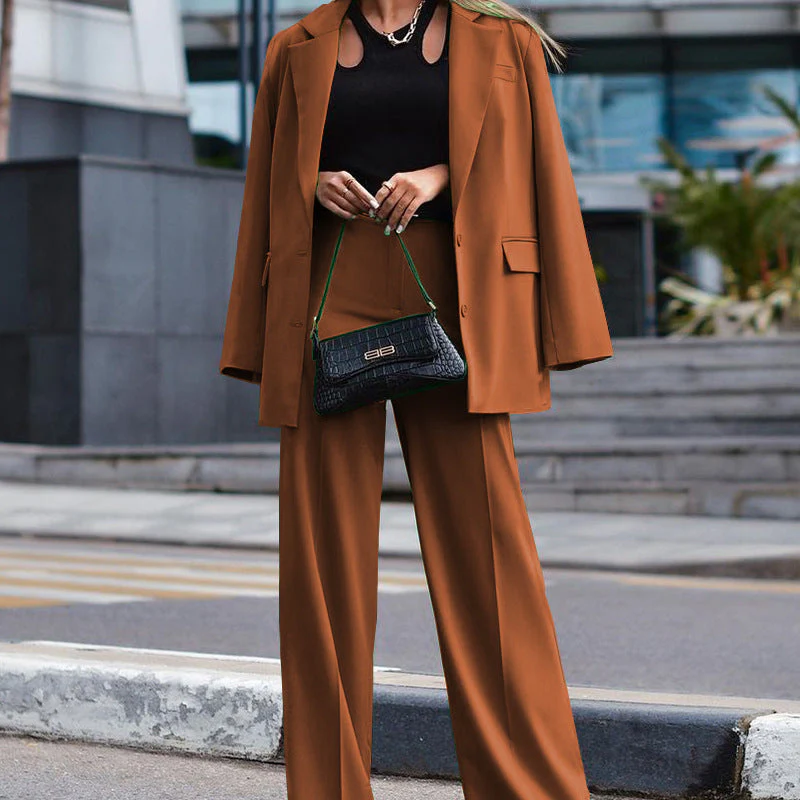 Damen Oversized Blazer und Weite Hose Kombination Heidi-Mode - Image 4