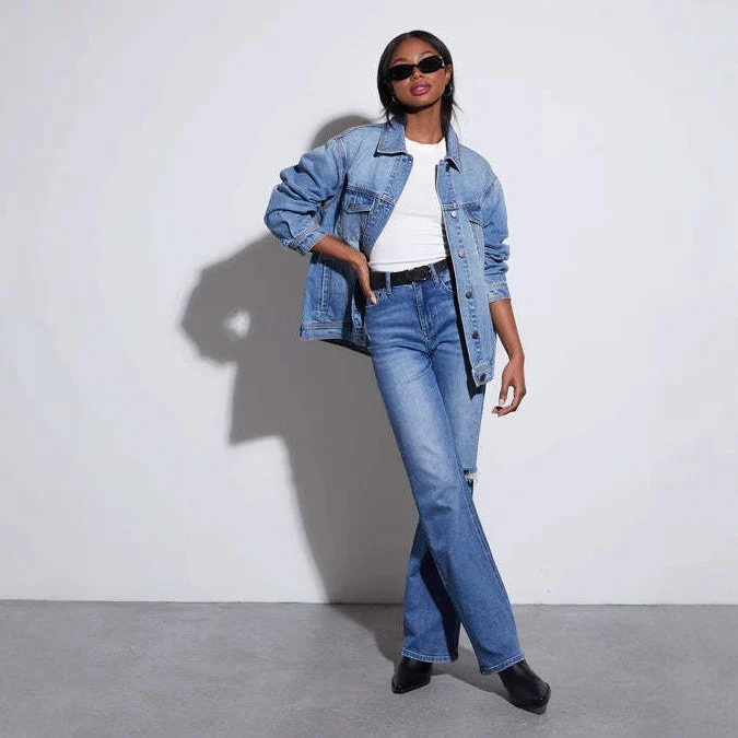 Damen Oversized Denimjacke mit modernen Details Heidi-Mode - Image 2