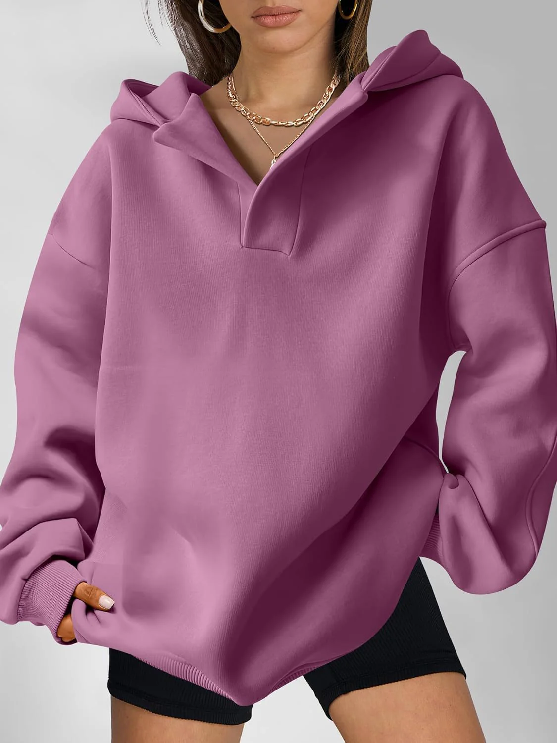 Damen Oversized Hoodie mit Modernem Kragen und Lässiger Passform Heidi-Mode - Image 15