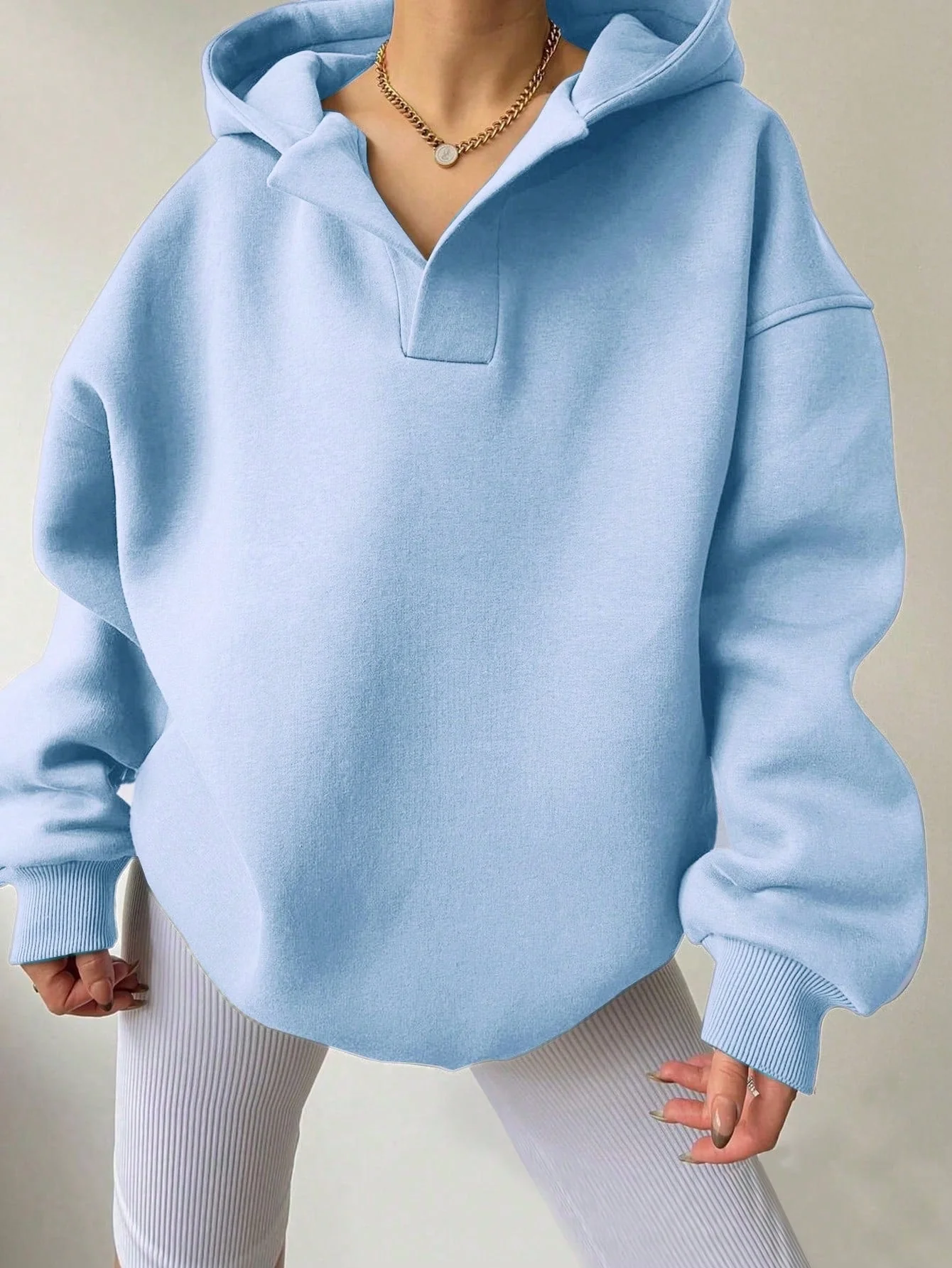 Damen Oversized Hoodie mit Modernem Kragen und Lässiger Passform Heidi-Mode - Image 11