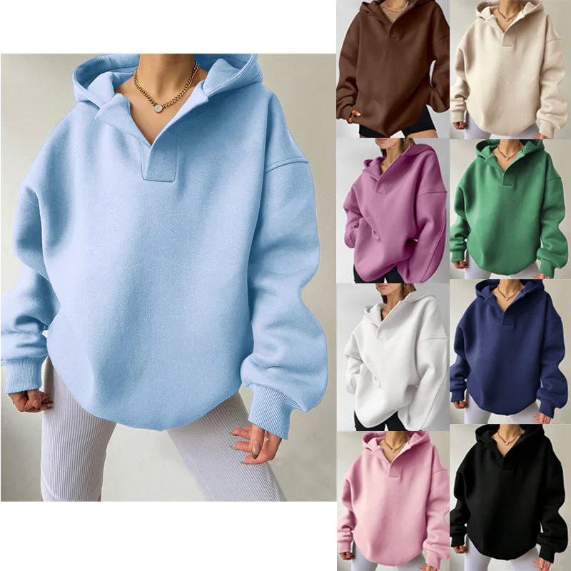 Damen Oversized Hoodie mit Modernem Kragen und Lässiger Passform Heidi-Mode - Image 2