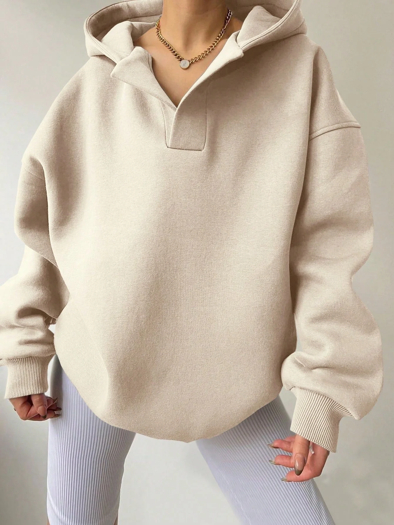Damen Oversized Hoodie mit Modernem Kragen und Lässiger Passform Heidi-Mode - Image 6