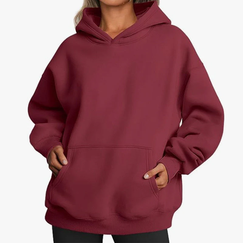 Damen Oversized Kapuzenpullover Aus Weichem Baumwollmix mit Praktischen Taschen Heidi-Mode - Image 19