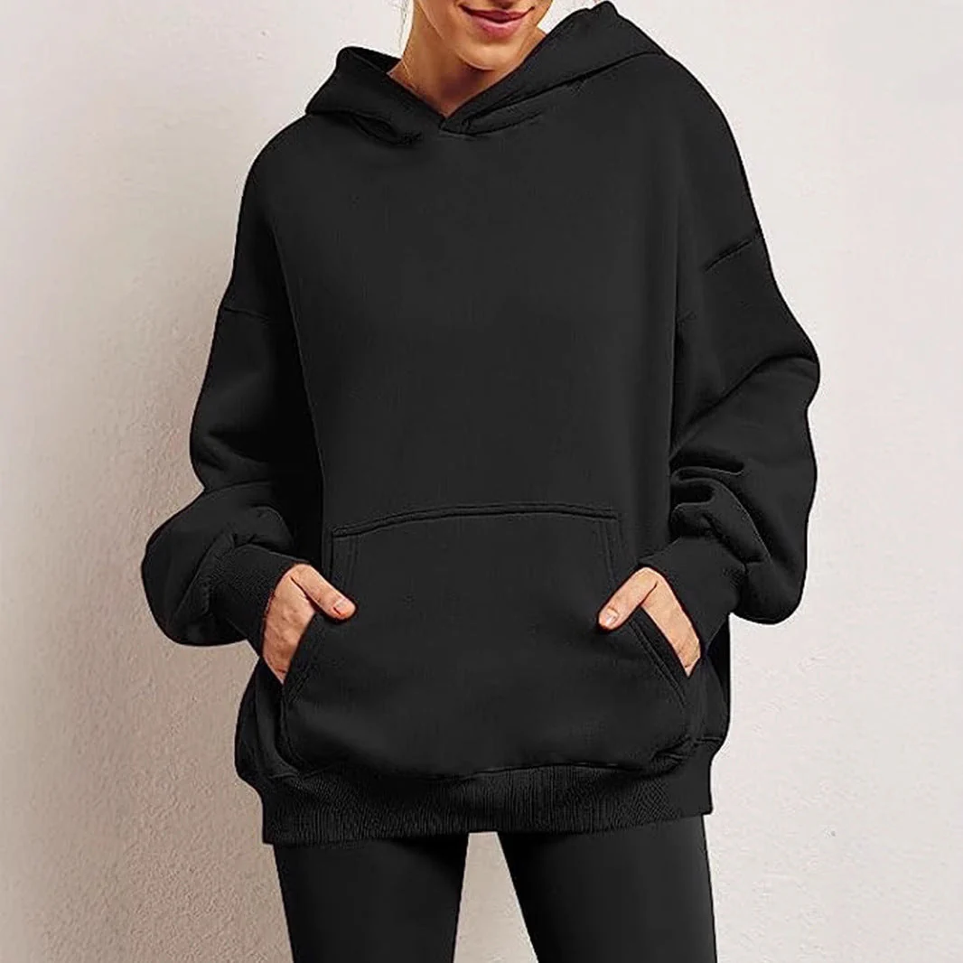 Damen Oversized Kapuzenpullover Aus Weichem Baumwollmix mit Praktischen Taschen Heidi-Mode - Image 2