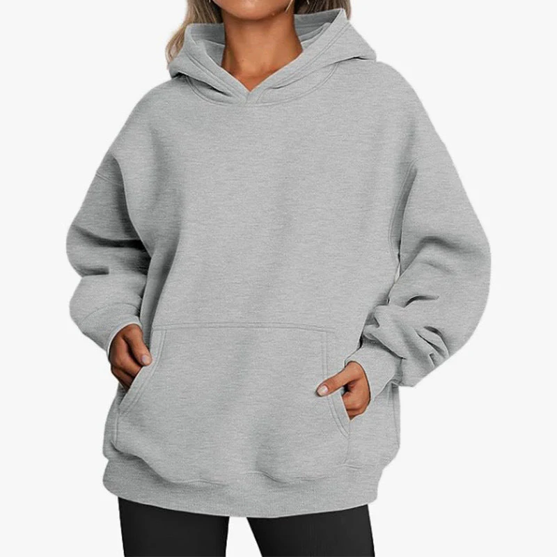 Damen Oversized Kapuzenpullover Aus Weichem Baumwollmix mit Praktischen Taschen Heidi-Mode - Image 23
