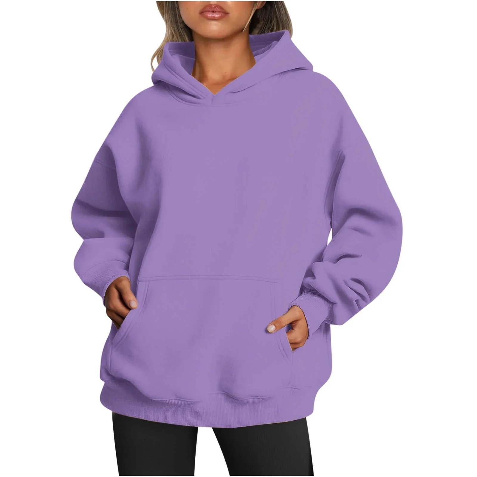Damen Oversized Kapuzenpullover Aus Weichem Baumwollmix mit Praktischen Taschen Heidi-Mode - Image 24