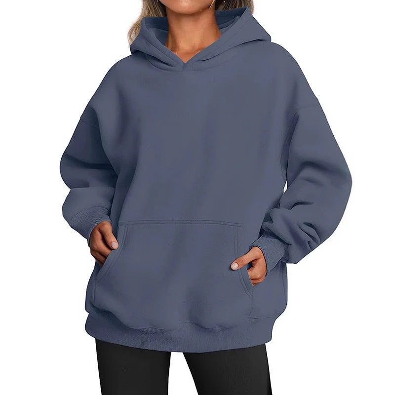 Damen Oversized Kapuzenpullover Aus Weichem Baumwollmix mit Praktischen Taschen Heidi-Mode - Image 4