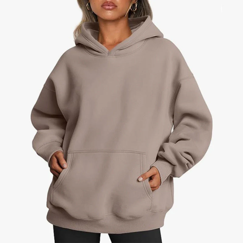 Damen Oversized Kapuzenpullover Aus Weichem Baumwollmix mit Praktischen Taschen Heidi-Mode - Image 9