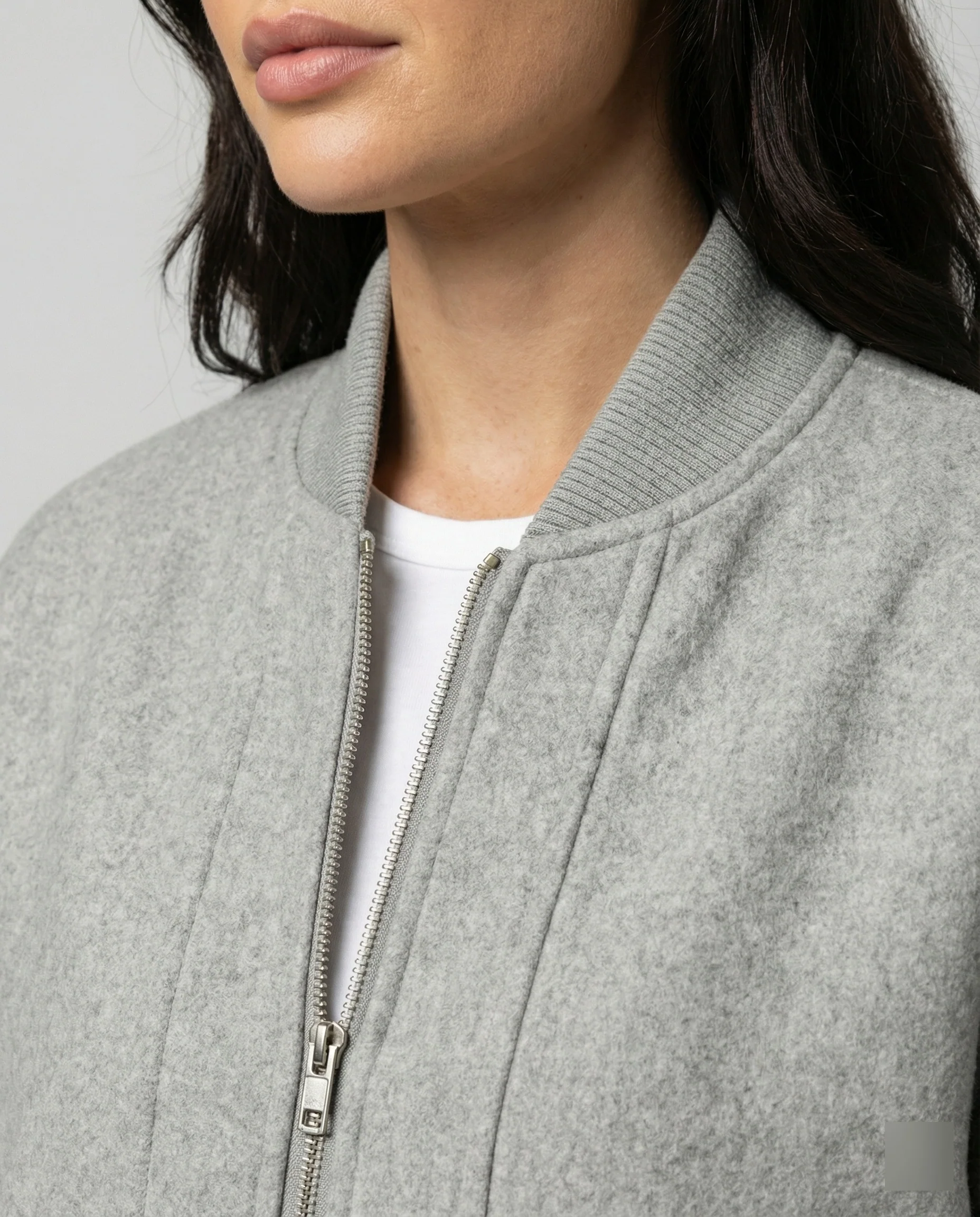 Damen oversized Wollmix-Bomberjacke mit Stehkragen und geripptem Saum Heidi-Mode - Image 3
