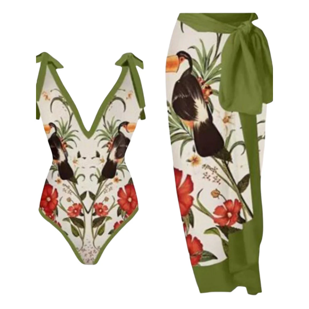 Damen Pareo mit Botanischem Muster und Stilvollem Bindegürtel Heidi-Mode - Image 5