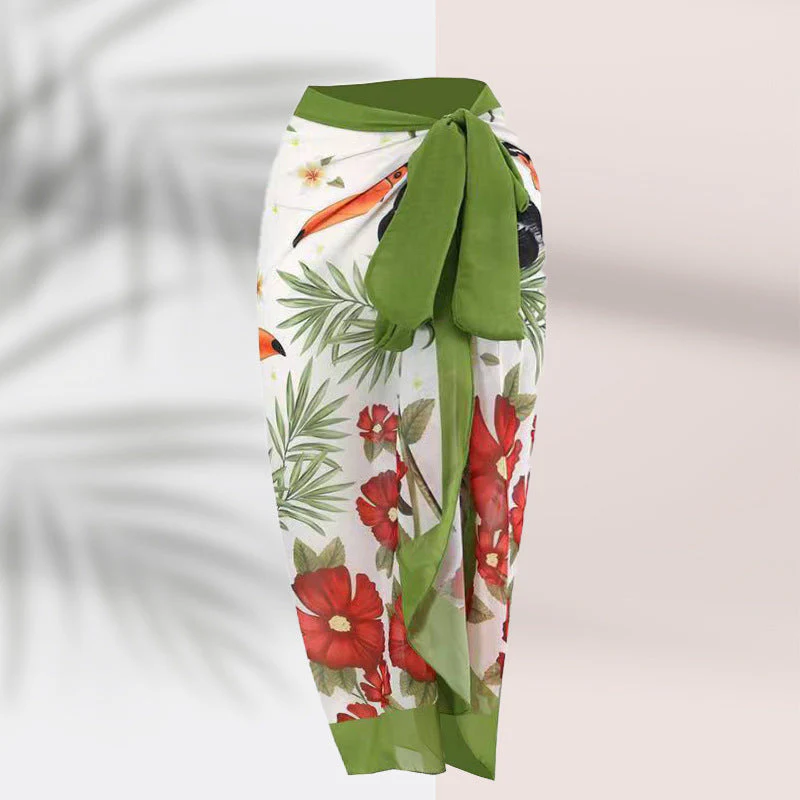 Damen Pareo mit Botanischem Muster und Stilvollem Bindegürtel Heidi-Mode - Image 7