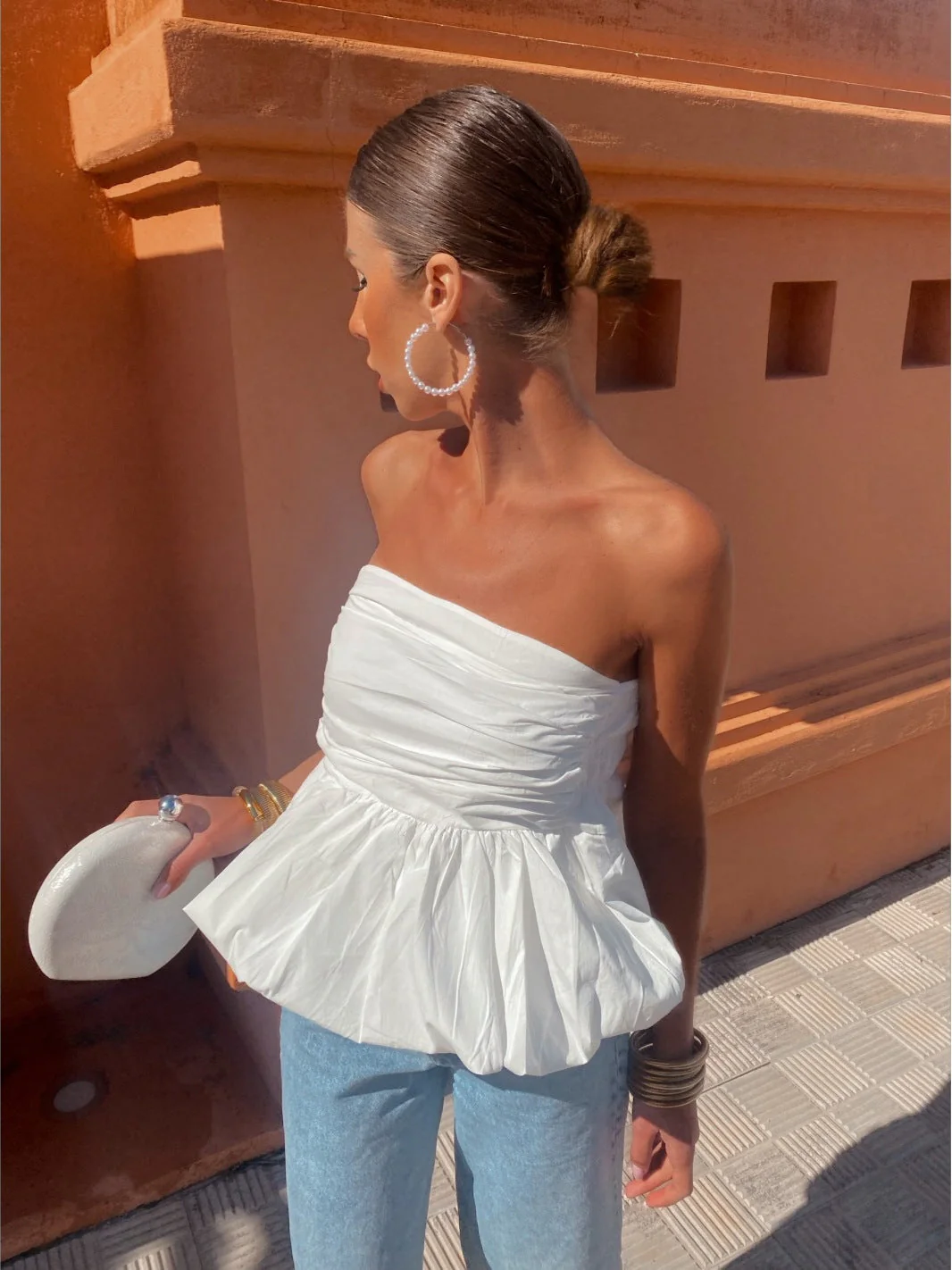 Damen Peplum-Top mit Schulterfreier Schnittführung Heidi-Mode - Image 2
