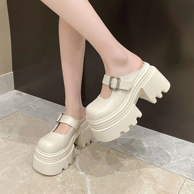 Damen Plateau-Clogs mit modischem Schnallenverschluss und trendiger Sohlenkonstruktion Heidi Mode - Image 4
