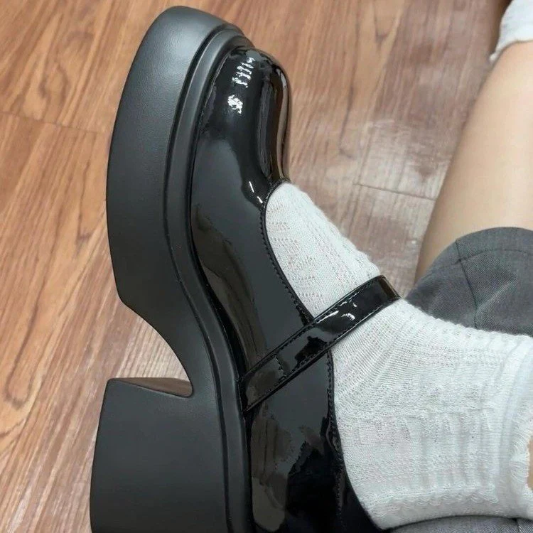 Damen Plateau-Mary Janes mit verstellbarem Riemen und bequemer Sohle Heidi Mode - Image 2