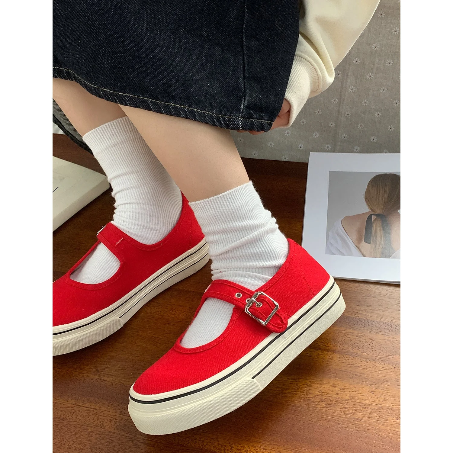 Damen Plateau-Sneaker mit Praktischem Schnallenverschluss und Optimierter Dämpfung Heidi-Mode - Image 3