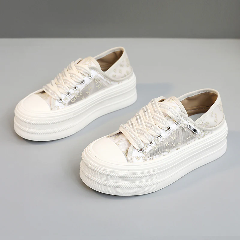 Damen Plateau Sneakers mit atmungsaktiver Mesh-Oberfläche und rutschfester Sohle Heidi Mode - Image 2