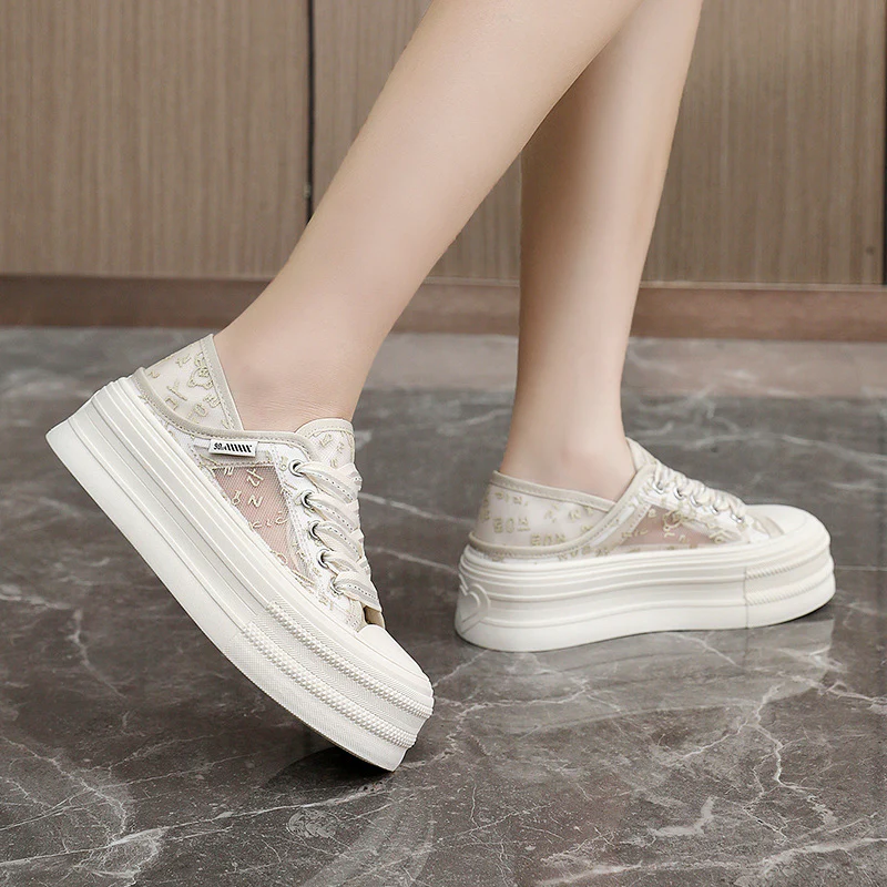 Damen Plateau Sneakers mit atmungsaktiver Mesh-Oberfläche und rutschfester Sohle Heidi Mode - Image 3