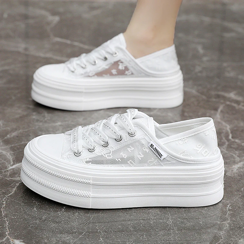 Damen Plateau Sneakers mit atmungsaktiver Mesh-Oberfläche und rutschfester Sohle Heidi Mode - Image 4