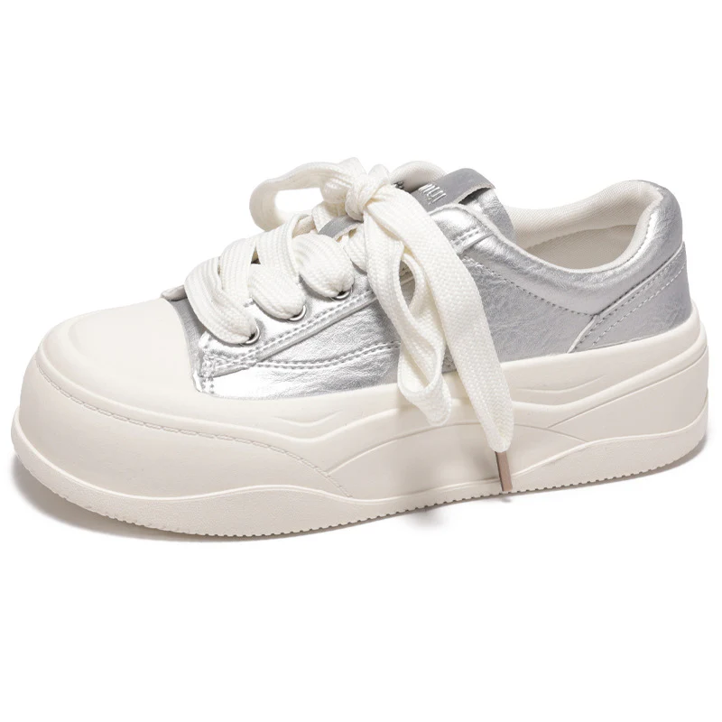 Damen Plateau Sneakers mit metallisch-glänzender Oberfläche und robustem Sohlenprofil Heidi Mode - Image 6