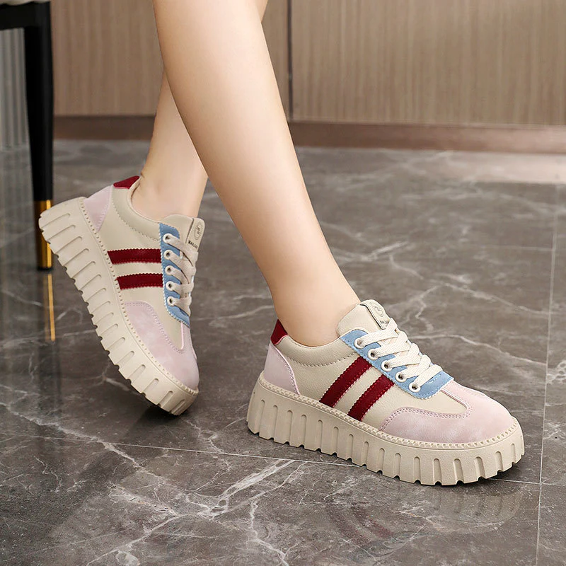 Damen Plateau Sneakers mit modischer Profilsohle und atmungsaktiver Obermaterialstruktur Heidi Mode - Image 4