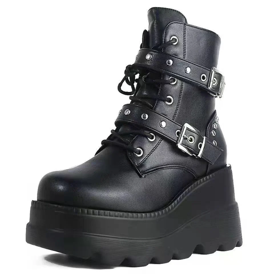 Damen Plateau-Stiefeletten mit modischen Schnallen und robuster Sohle Heidi Mode - Image 6