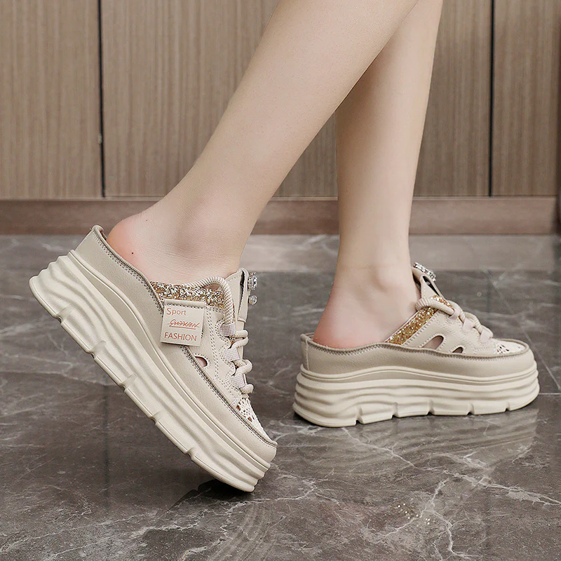 Damen Plateauschlüpfschuhe mit modischem Glitzer-Design Heidi Mode - Image 3