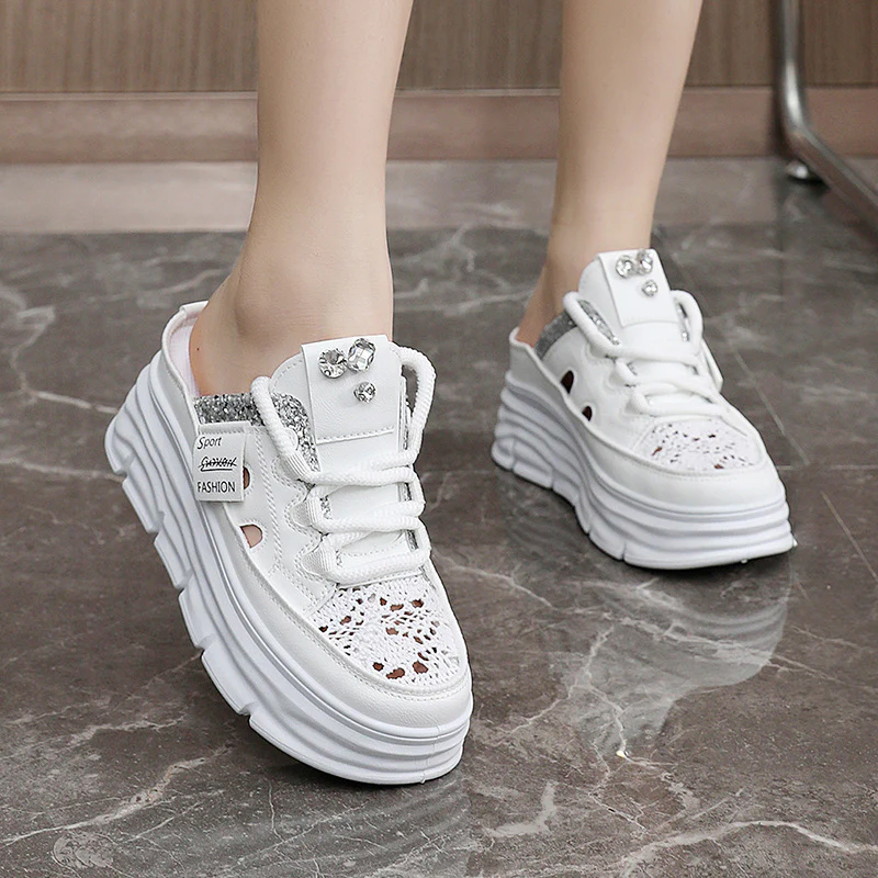 Damen Plateauschlüpfschuhe mit modischem Glitzer-Design Heidi Mode - Image 4