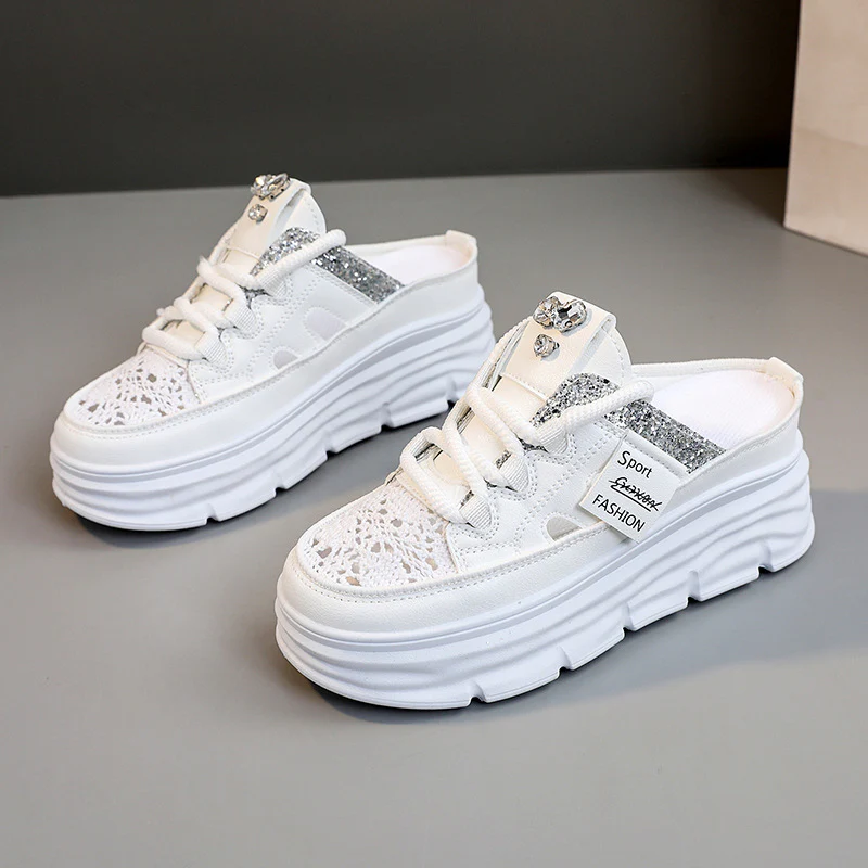 Damen Plateauschlüpfschuhe mit modischem Glitzer-Design Heidi Mode - Image 8