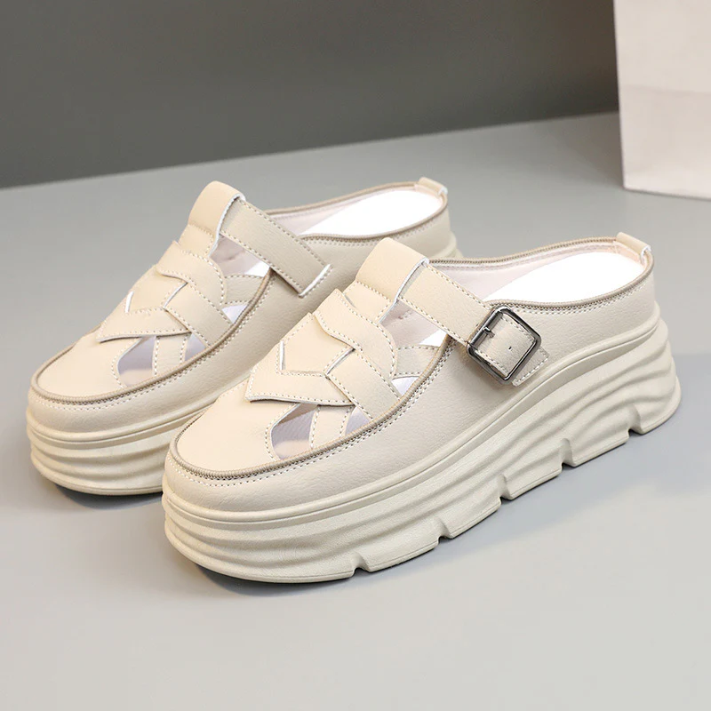 Damen Platform Mules mit modischem Schnallen-Design und atmungsaktivem Obermaterial Heidi Mode - Image 2