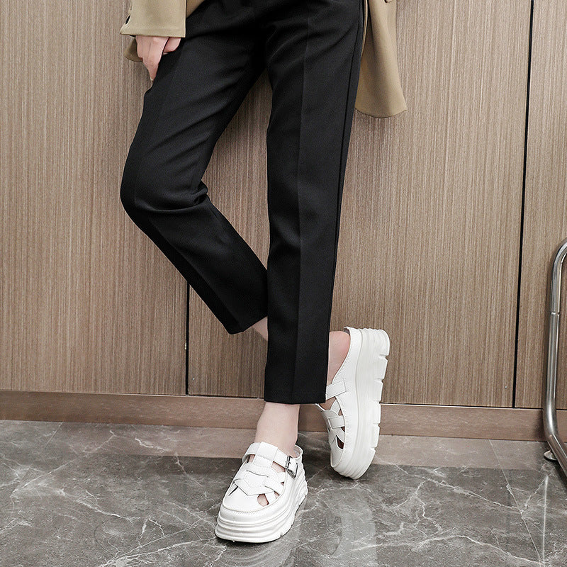 Damen Platform Mules mit modischem Schnallen-Design und atmungsaktivem Obermaterial Heidi Mode - Image 4