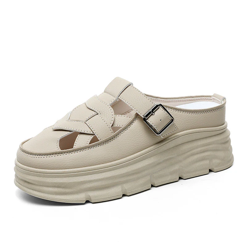 Damen Platform Mules mit modischem Schnallen-Design und atmungsaktivem Obermaterial Heidi Mode - Image 5
