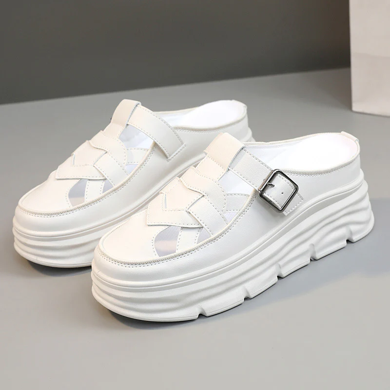 Damen Platform Mules mit modischem Schnallen-Design und atmungsaktivem Obermaterial Heidi Mode - Image 6