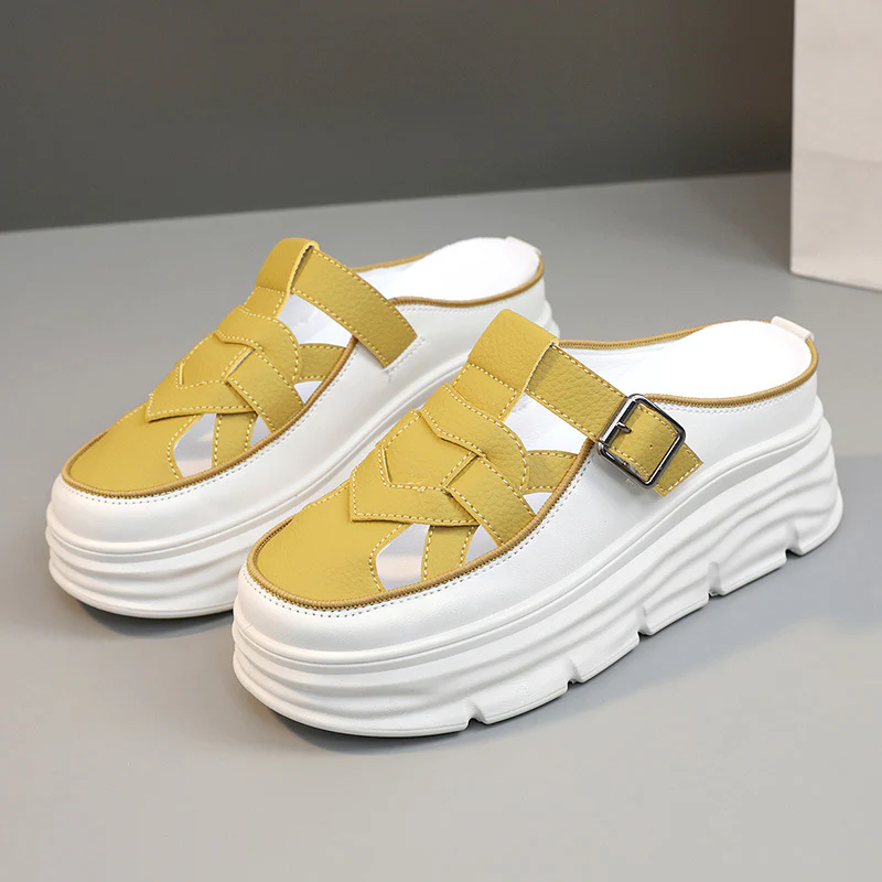 Damen Platform Mules mit modischem Schnallen-Design und atmungsaktivem Obermaterial Heidi Mode - Image 7