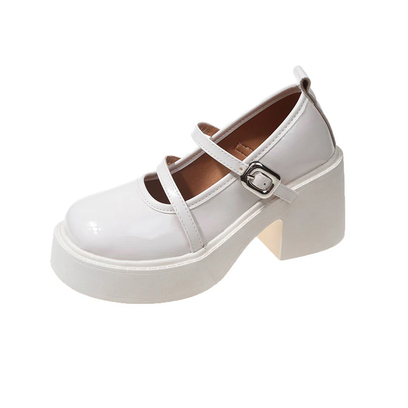 Damen Plattform-Pumps mit doppeltem Riemen und glänzender Oberfläche Heidi Mode - Image 5