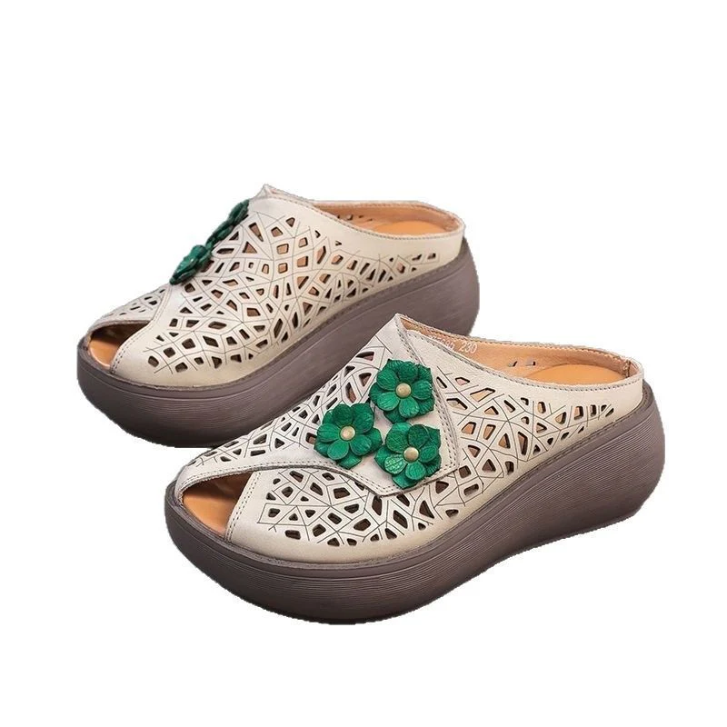 Damen Plattform-Sandalen mit floralen Details und luftiger Struktur Heidi Mode - Image 5