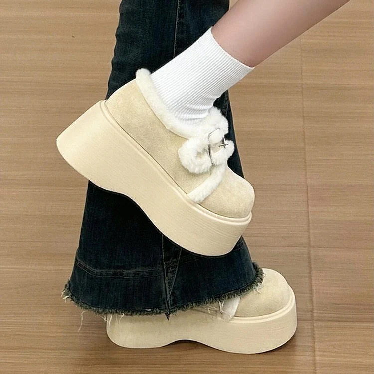 Damen Plattform-Schuhe mit kuscheligem Innenfutter und modischem Schnallen-Design Heidi Mode - Image 3