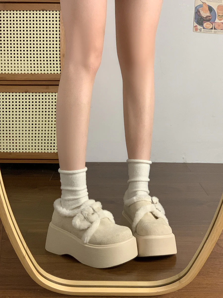 Damen Plattform-Schuhe mit kuscheligem Innenfutter und modischem Schnallen-Design Heidi Mode - Image 6