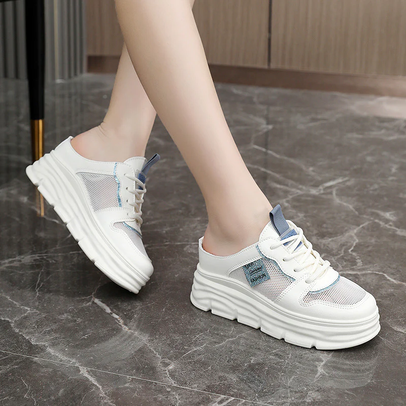 Damen Plattform Sneaker mit atmungsaktivem Mesh-Obermaterial und geräumiger Sohle Heidi Mode - Image 4