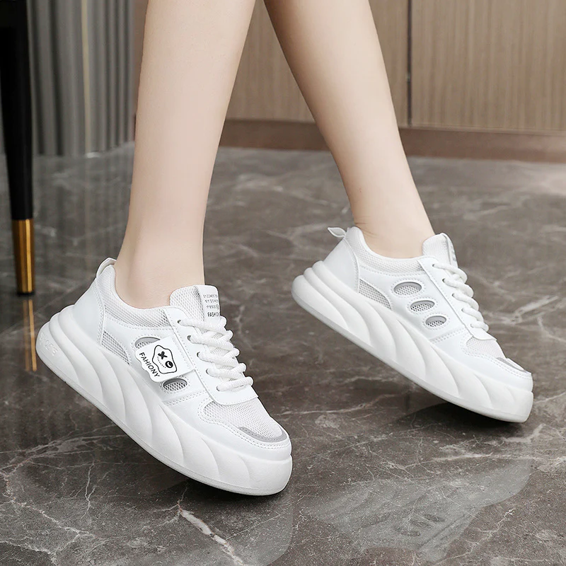 Damen Plattform Sneakers mit modischem Mesh-Obermaterial und dämpfender Sohle Heidi Mode - Image 3