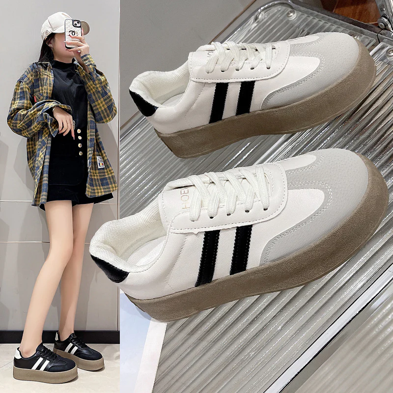 Damen Plattform Sneakers mit modischem Obermaterial und verstärkter Dämpfung Heidi Mode