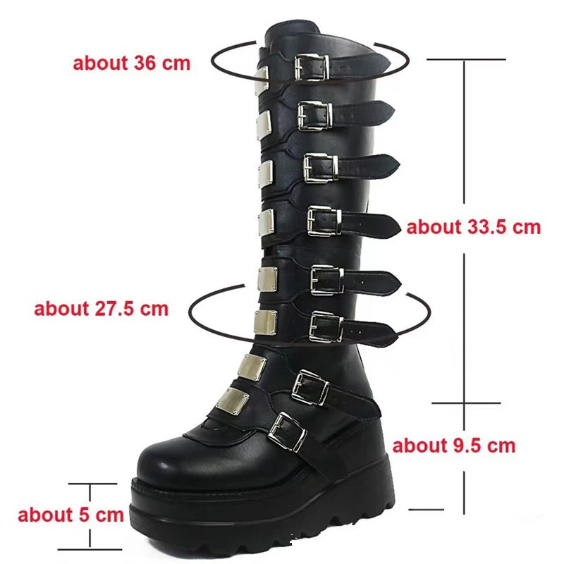 Damen Plattform Stiefel mit modischem Schnallen-Design und stabiler Sohle Heidi Mode - Image 5