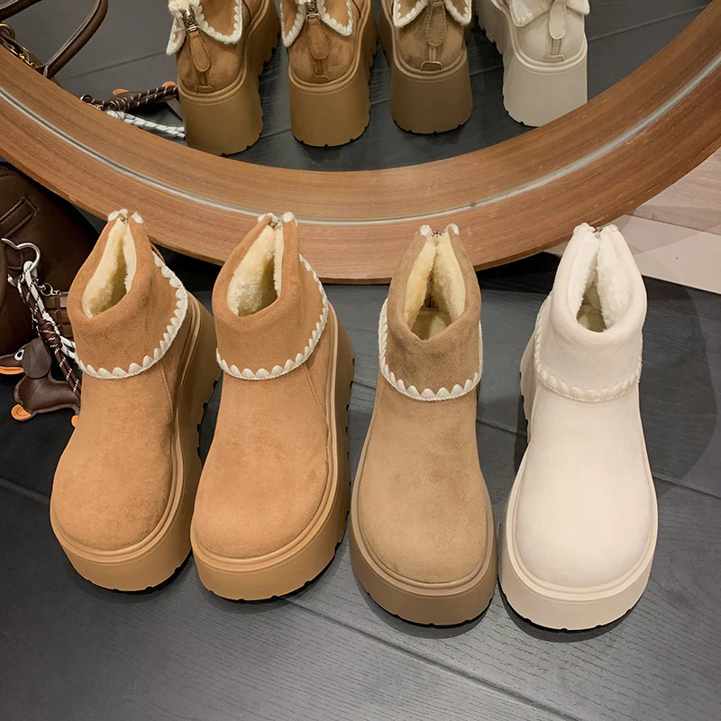 Damen Plattformstiefel mit warmem Innenfutter und dekorativem Abschlusssaum Heidi Mode - Image 3