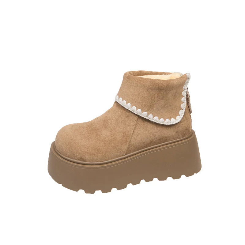 Damen Plattformstiefel mit warmem Innenfutter und dekorativem Abschlusssaum Heidi Mode - Image 5