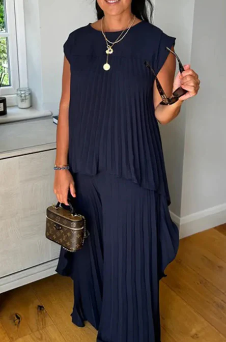 Damen Plissee Maxikleid mit elegantem Schnitt und fließender Silhouette Heidi-Mode - Image 11