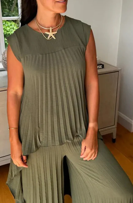 Damen Plissee Maxikleid mit elegantem Schnitt und fließender Silhouette Heidi-Mode - Image 3