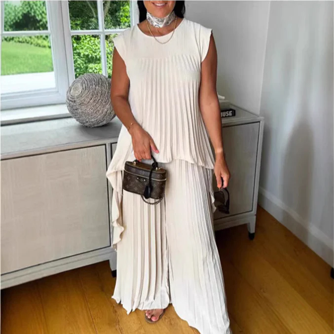 Damen Plissee Maxikleid mit elegantem Schnitt und fließender Silhouette Heidi-Mode - Image 5
