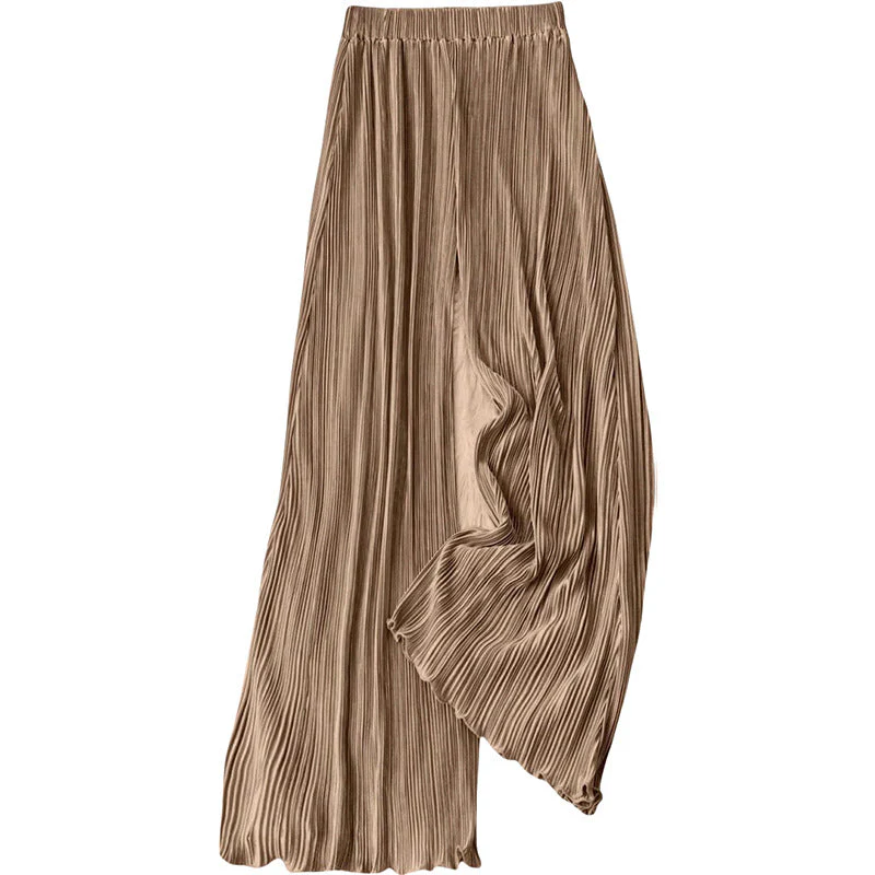 Damen Plissierte Sommerhose mit Hohem Bund und Elastischem Taillenbund Heidi-Mode - Image 3