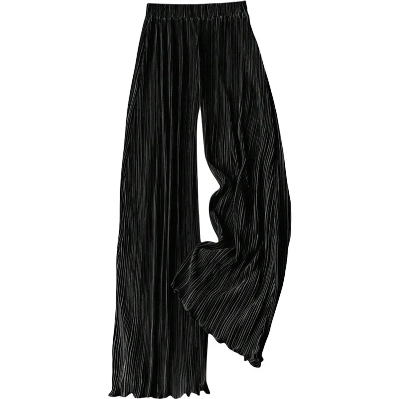 Damen Plissierte Sommerhose mit Hohem Bund und Elastischem Taillenbund Heidi-Mode - Image 4