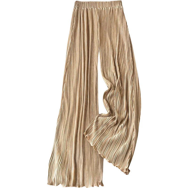 Damen Plissierte Sommerhose mit Hohem Bund und Elastischem Taillenbund Heidi-Mode - Image 5